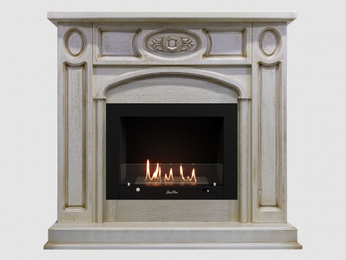 Каминный портал МДФ "Флоренция 1200" с биокамином Lux Fire "Фаер Бокс 3 - 25.5" (бежевый)