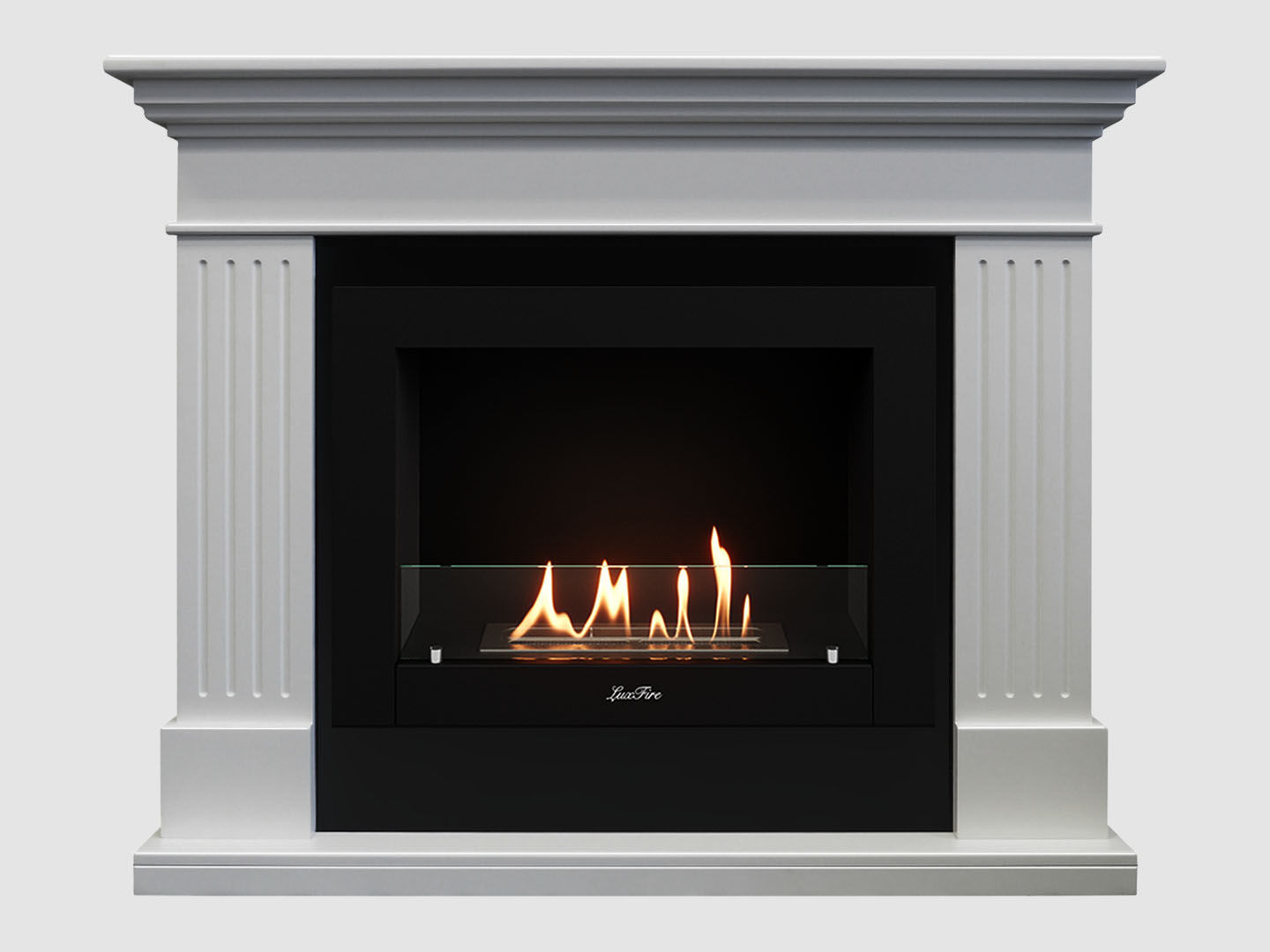 Каминный портал МДФ "Турин 1350" с биокамином Lux Fire "Фаер Бокс 2-33" (белый) по цене 81 800 руб.