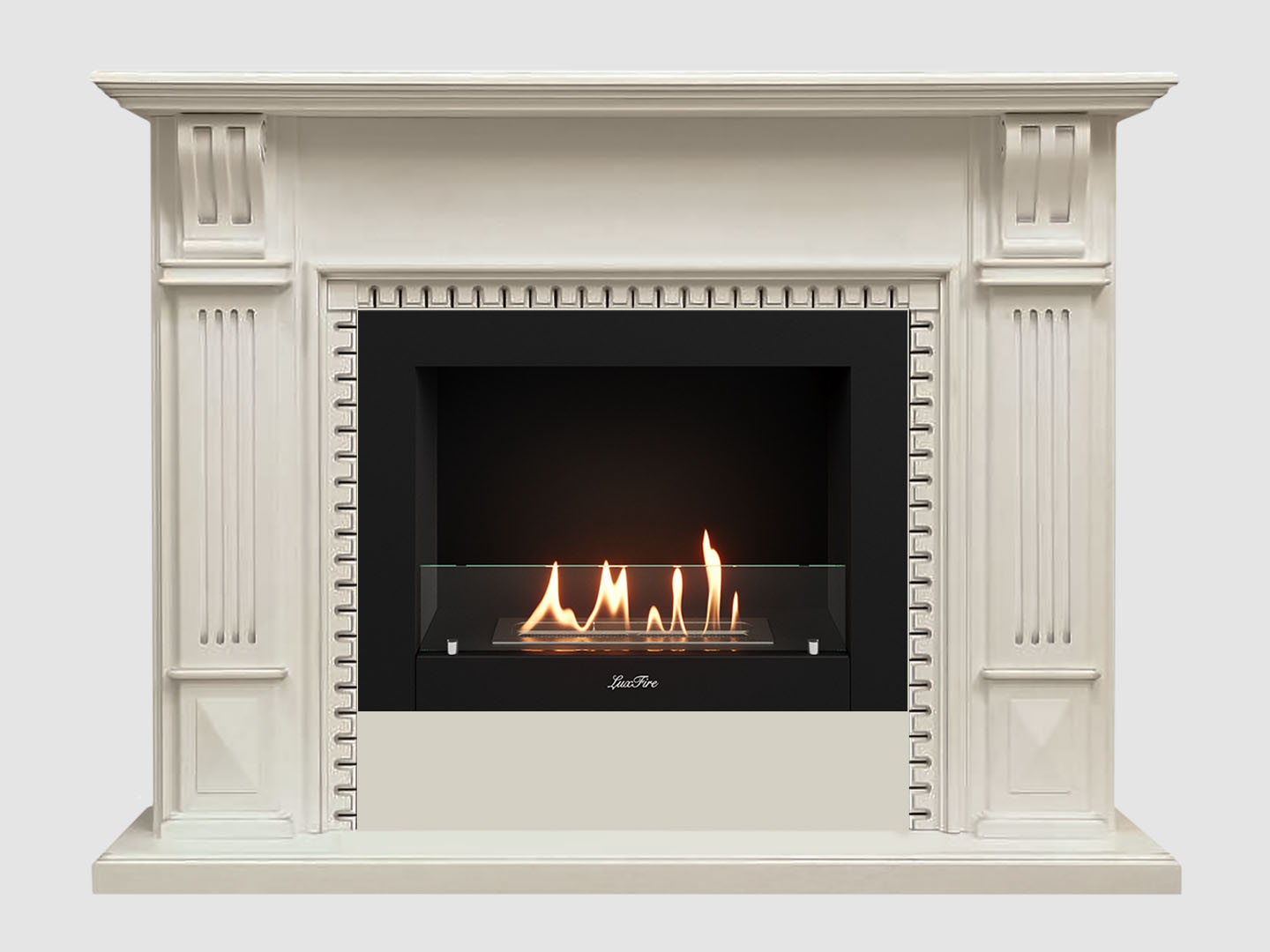 Каминный портал МДФ "Белфаст 1350" с биокамином Lux Fire "Фаер Бокс 2-25.5" (белый) по цене 93 100 руб.