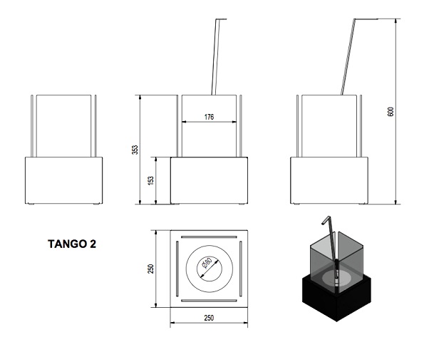 Набор с биокамином TANGO 2, биотопливом(1шт.х1.5л.) гранит, зажигалкой по цене 